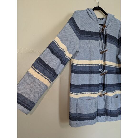 Chaps Hooded Jacket Womens Size Large Striped Coastal Boho‎ Baja - Picture 1 of 9